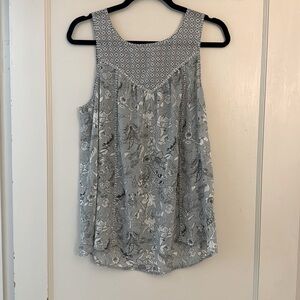 Sheer Grey Print Sleeveless Top